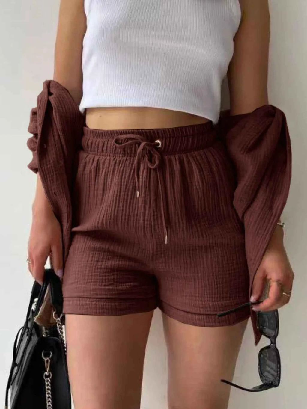 Textured Button Up Shirt and Shorts Set a31a420b-460c-4d9e-b6b5-1bb2b4067116-Max-Origin