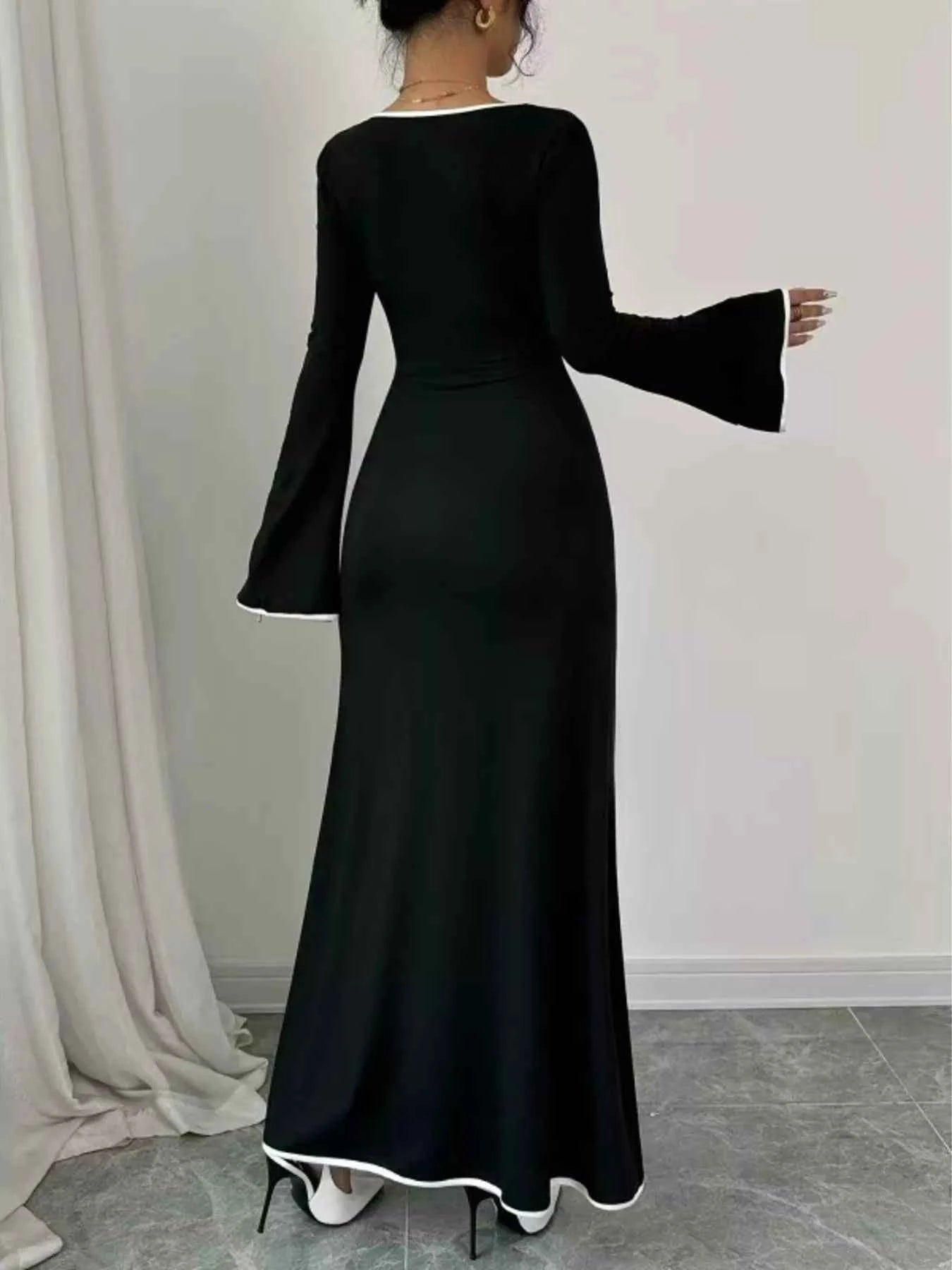 Square Neck Flare Sleeve Maxi Dress a32d2272b15a41518e4af3d21f0a8248-Max-Origin