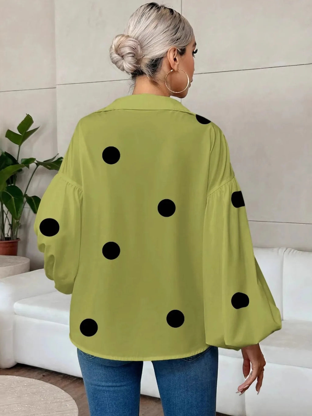 Polka Dot Balloon Sleeve Blouse a343008e3c734fd3b5e7626b2e5efe7a-Max-Origin