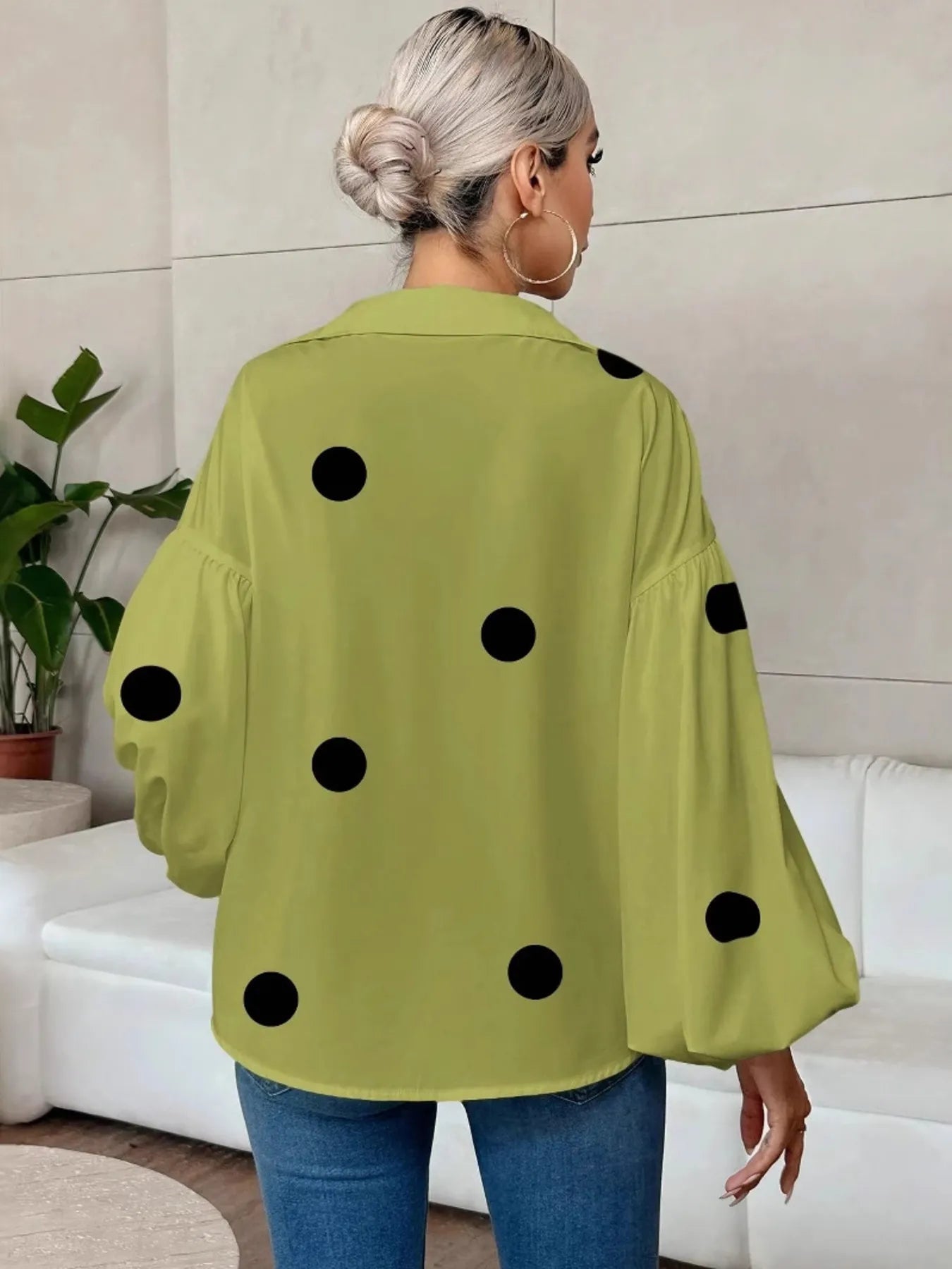 Polka Dot Balloon Sleeve Blouse a343008e3c734fd3b5e7626b2e5efe7a-Max-Origin