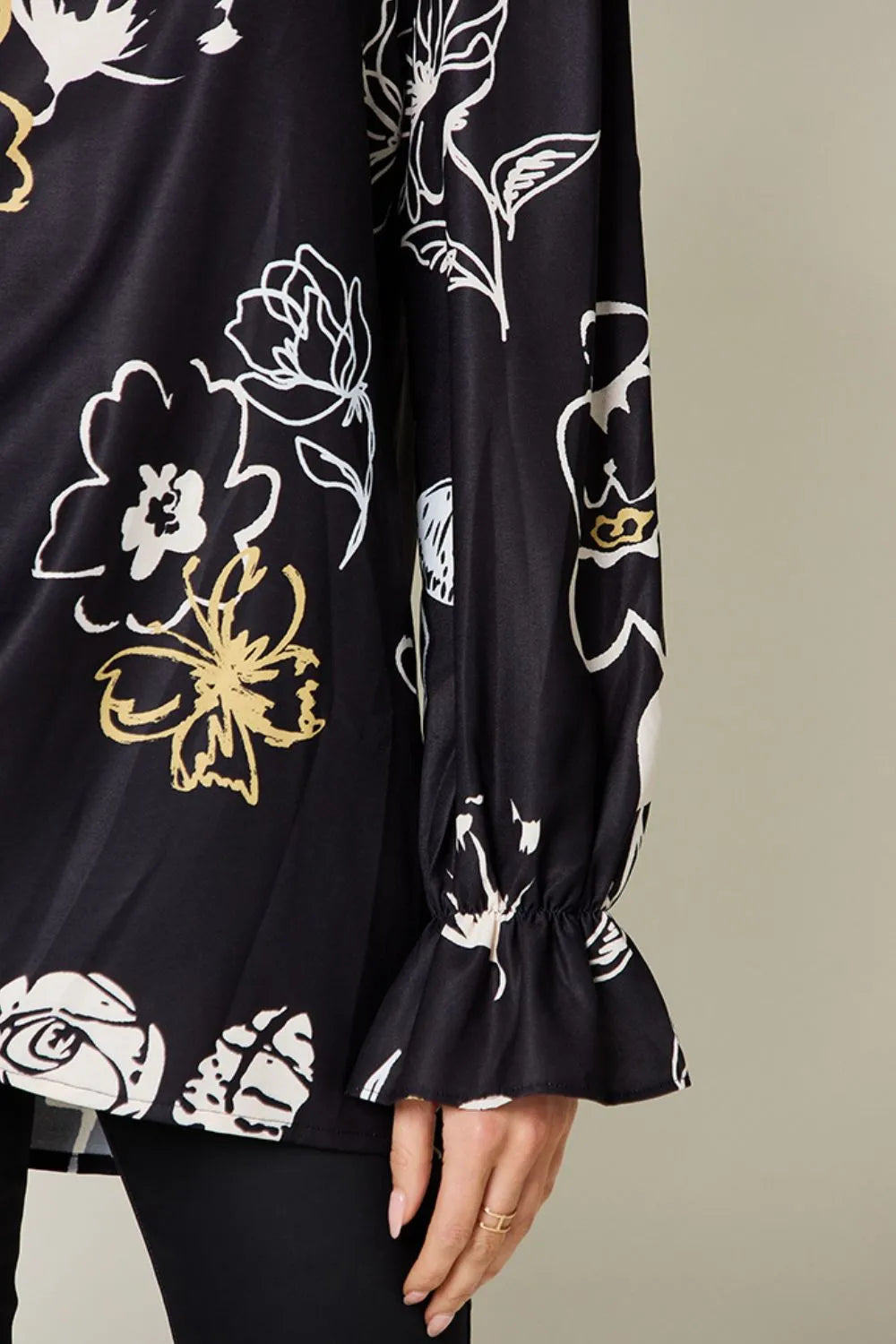 Double Take Full Size Printed Flounce Sleeve Blouse a34964c1-a24b-44a5-9dc7-a7cd1eb4cdb8-Max