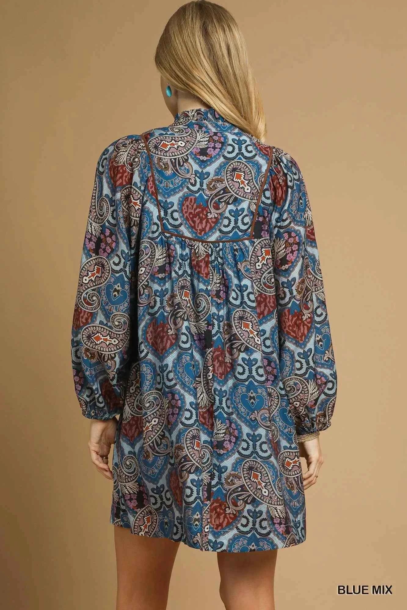 Umgee Boho Mix Paisley Babydoll Dress a35a4636-9bee-4720-ac48-8d36e4ecbe7c-Max-Origin