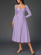 Sweetheart Neckline Long Sleeve A-Line Midi Dress a35ecc928088499f89472e1bdbca0318-Max-Origin