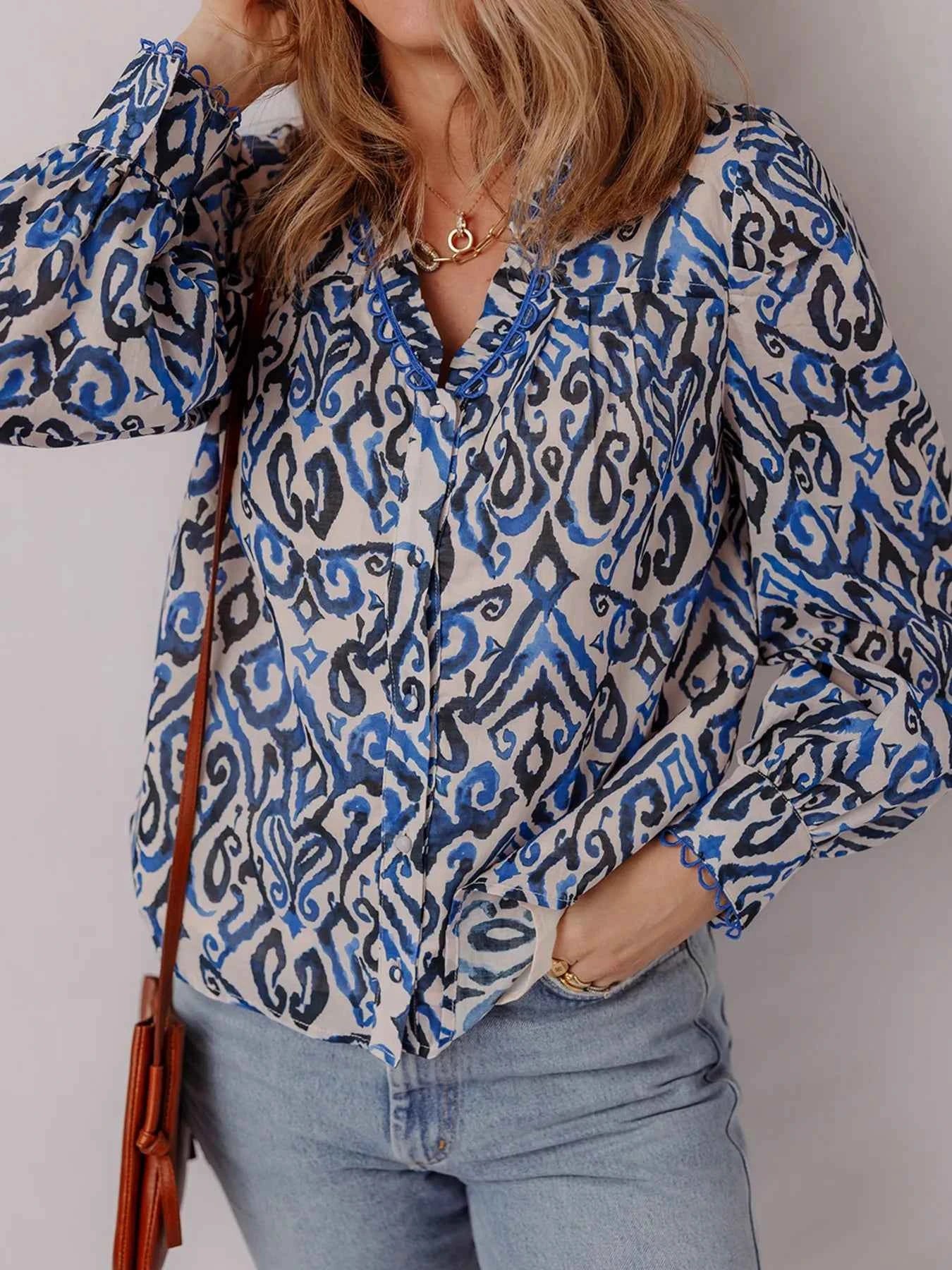 Paisley Print Long Sleeve Blouse a35efc5318854bf2baf7c8a089bb7638-Max-Origin