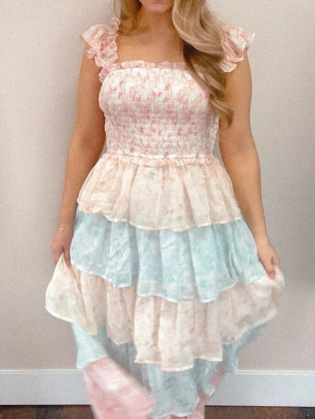 Smocked Ruffle Layered Floral Midi Dress a35f96fb-fc70-4142-a57d-ca0b1eaef68b-Max-Origin