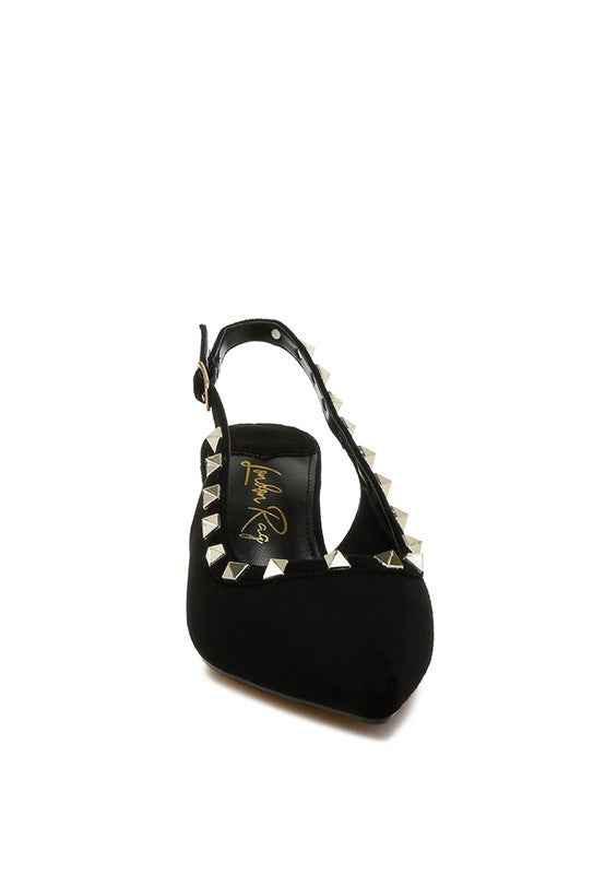 Ameya Stud Emebllished Microfiber Sandals a3600a3e-b13d-44be-8055-3620c2523ded