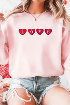Pink LOVE In Hearts Embroidered Graphic Sweatshirt Pink 50%Polyester+50%Cotton a36042a9ffb49936