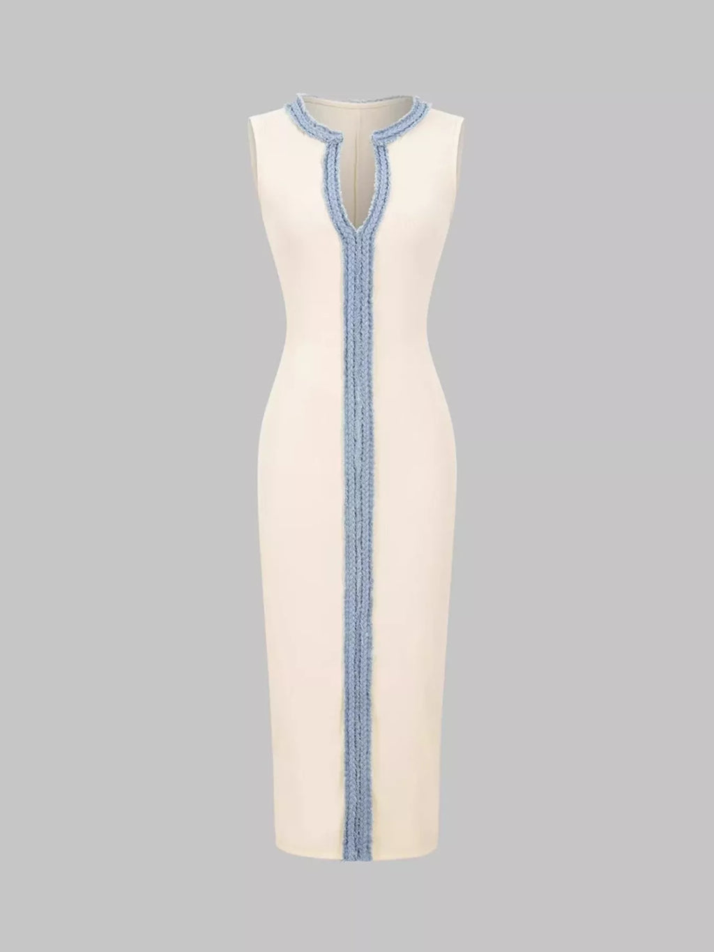 Slit Contrast Notched Sleeveless Dress a3620e8e0af747f2a5b18d25412833f0-Max-Origin
