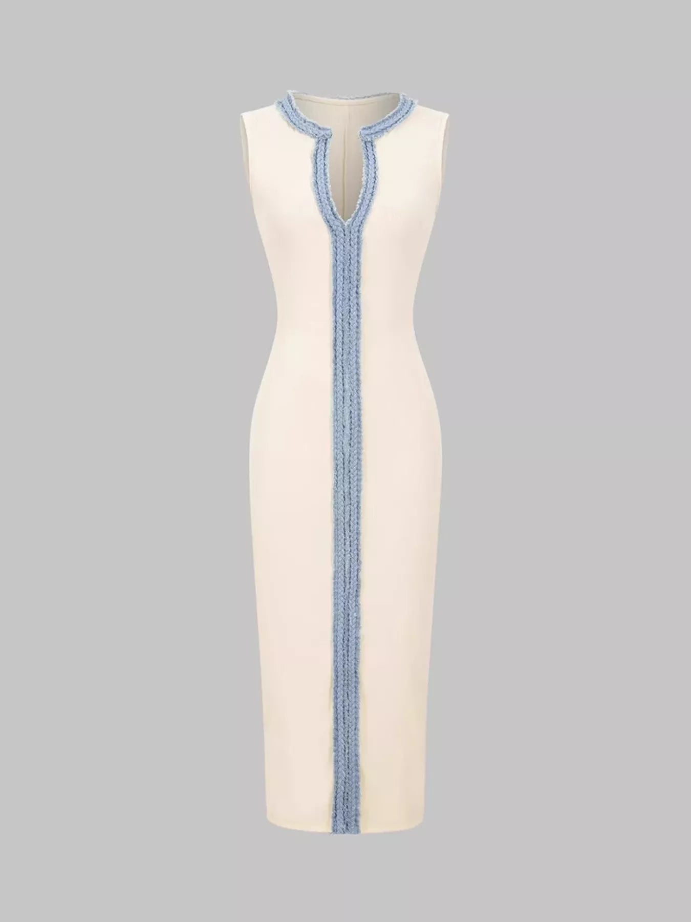 Slit Contrast Notched Sleeveless Dress a3620e8e0af747f2a5b18d25412833f0-Max-Origin