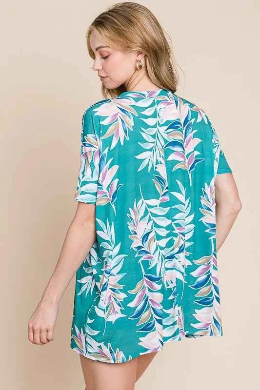 BOMBOM Loose Fit Vintage Floral Tunic Top a362d8a5194449708f66f8c9d004048d-Max-Origin