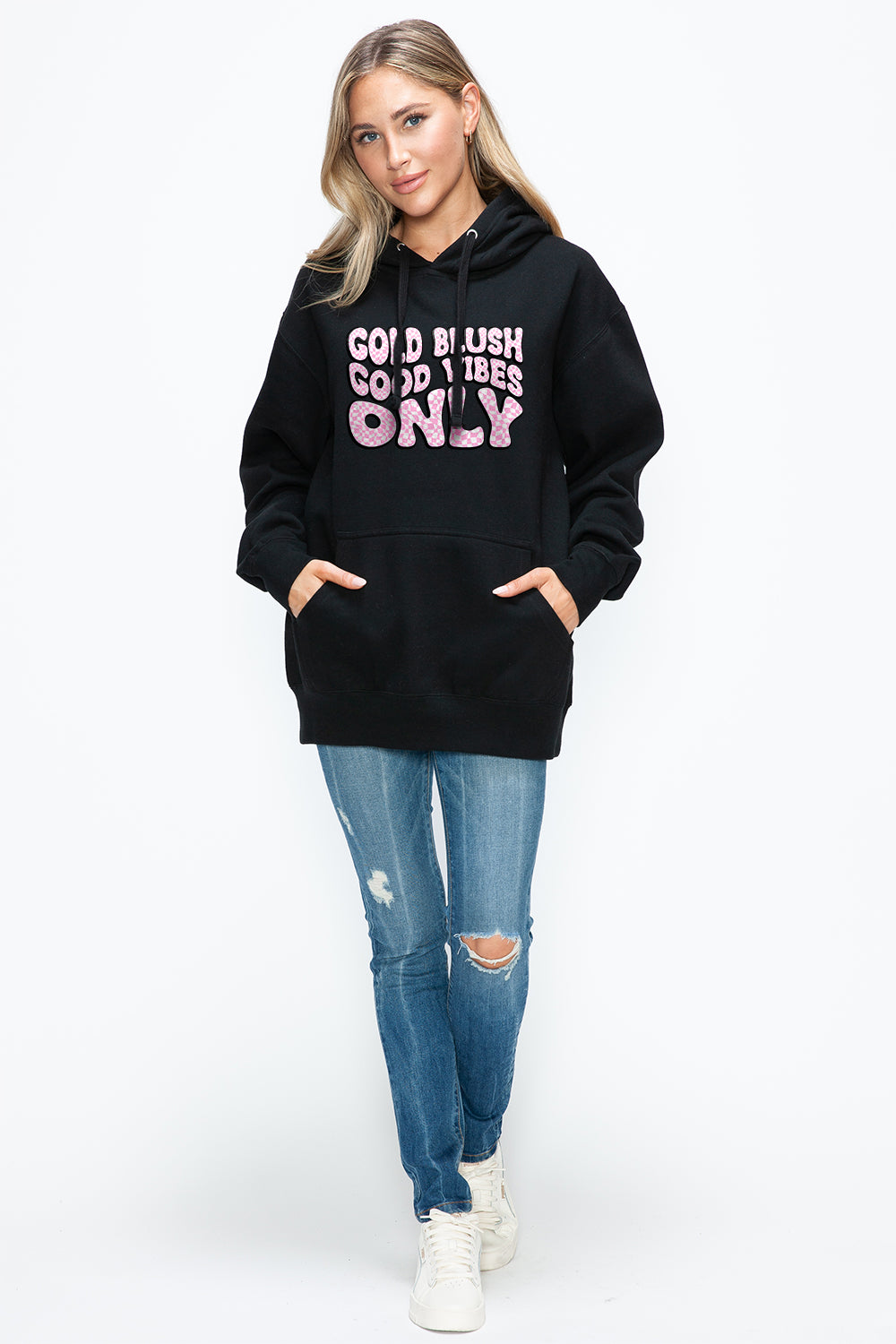 Simply Love Full Size Letter Graphic Long Sleeve Drawstring Hoodie