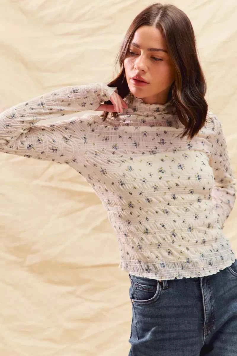 Floral Print Textured Long Sleeve Knit Top a36b57ddad8a44d59b4f7555114d7c40-Max-Origin