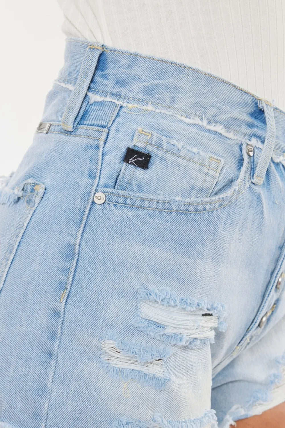 Kancan Distressed Button Fly Denim Shorts a36c9d0a-864e-421d-a9c9-f744ac76dfc1-Max