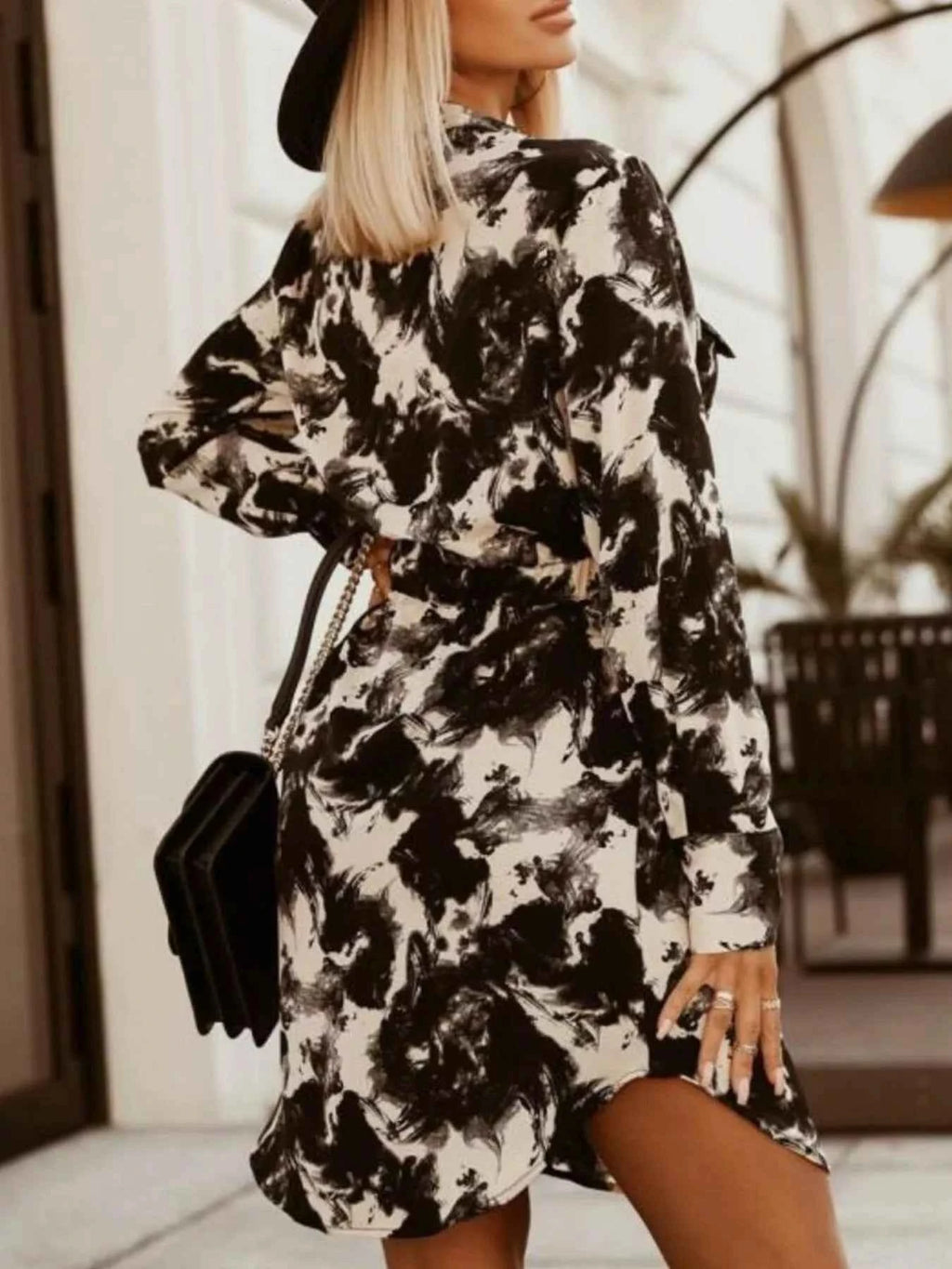 Printed Button Front Long Sleeve Dress a3734182-9606-4416-af56-34eb11ec7e33-Max-Origin