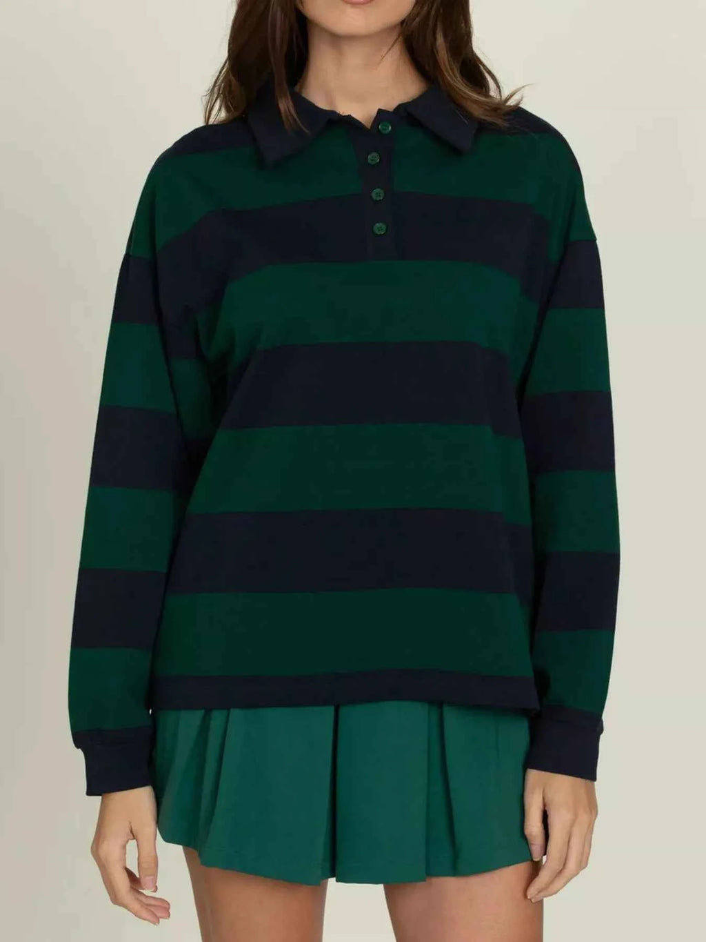 Striped Polo Collar Sweatshirt with Button Details a37e3a3a-489e-47a3-a12b-6ec129740ff6-Max-Origin