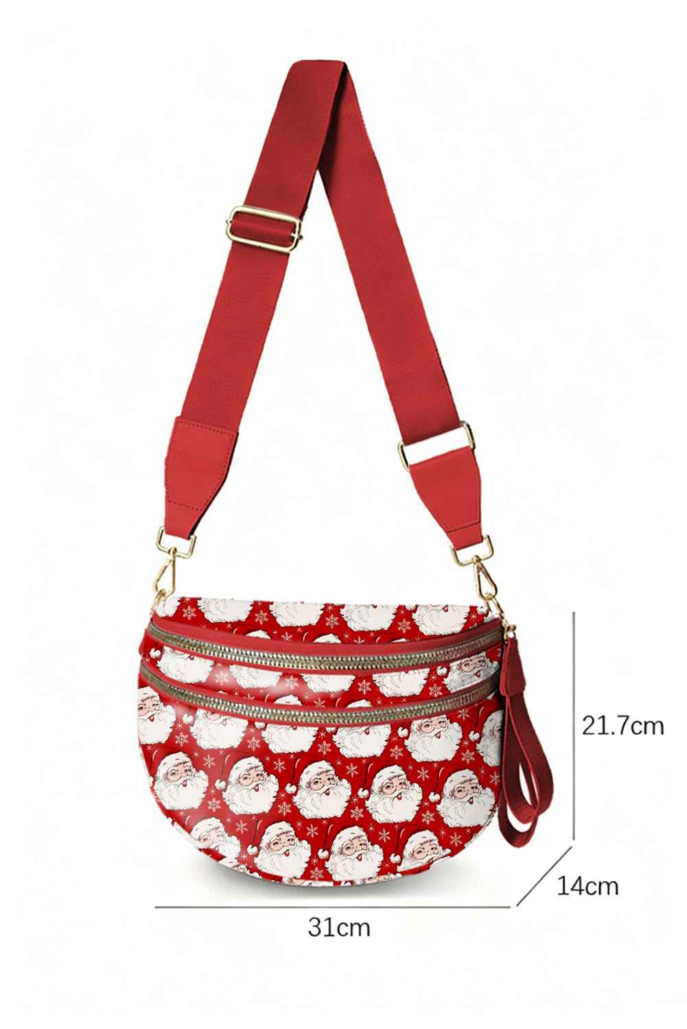 Pink Christmas Graphic Double Zip Crossbody Bag a3a0546a96bd9756