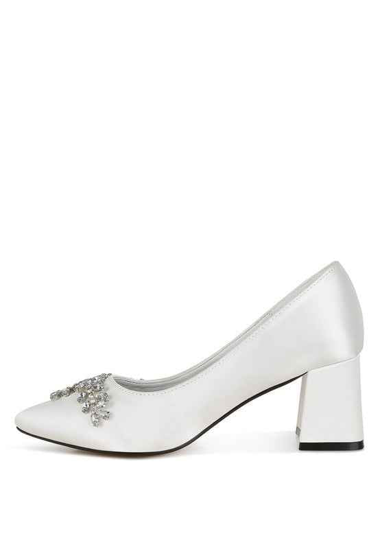 Abatina Satin Diamante Embellished Pumps a3c05695-40d3-4193-aa3a-26697d91d6c7