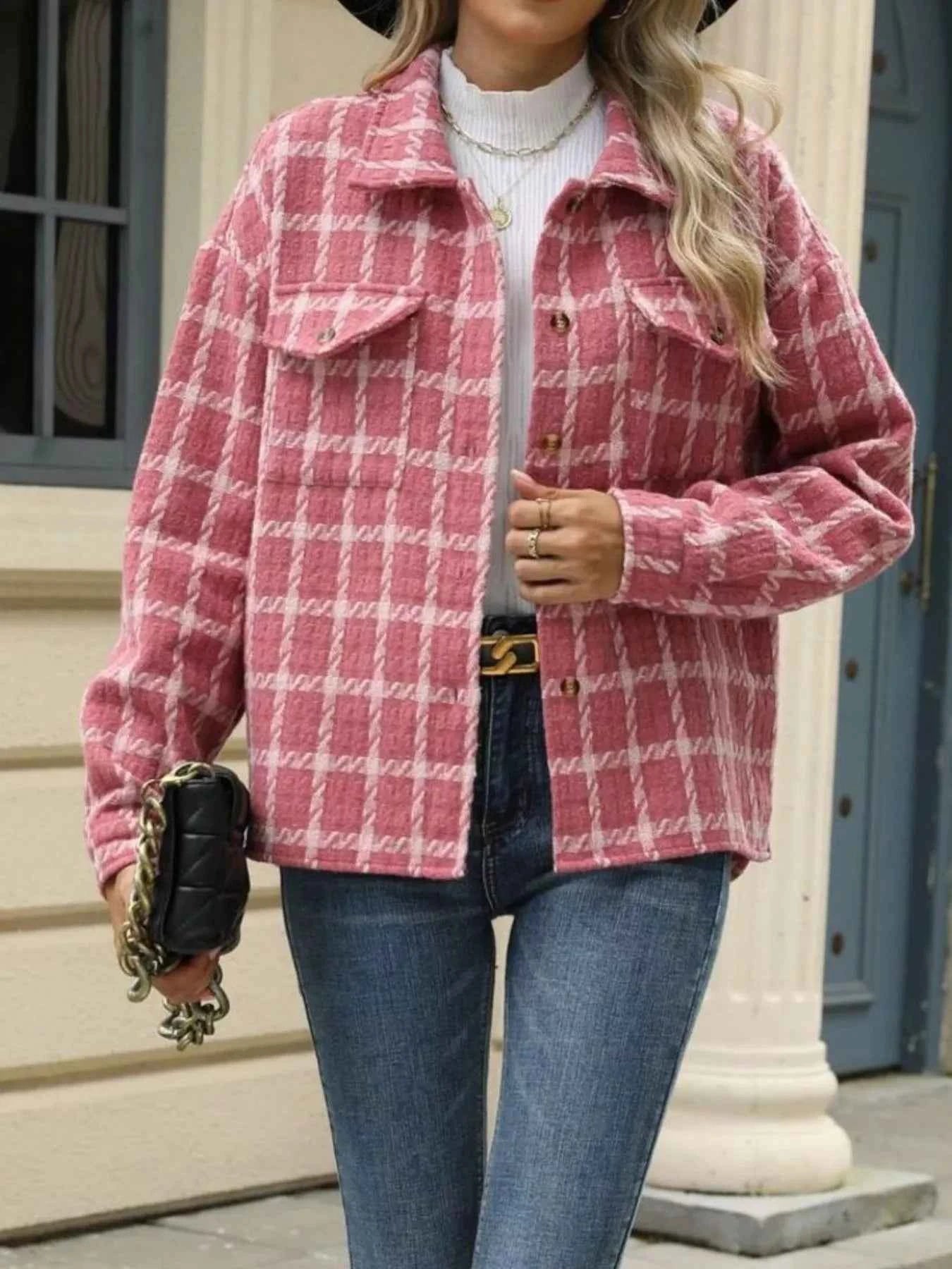 Plaid Button Up Long Sleeve Jacket a3c97639-1a23-4448-9a2b-0c507ff3830f-Max-Origin
