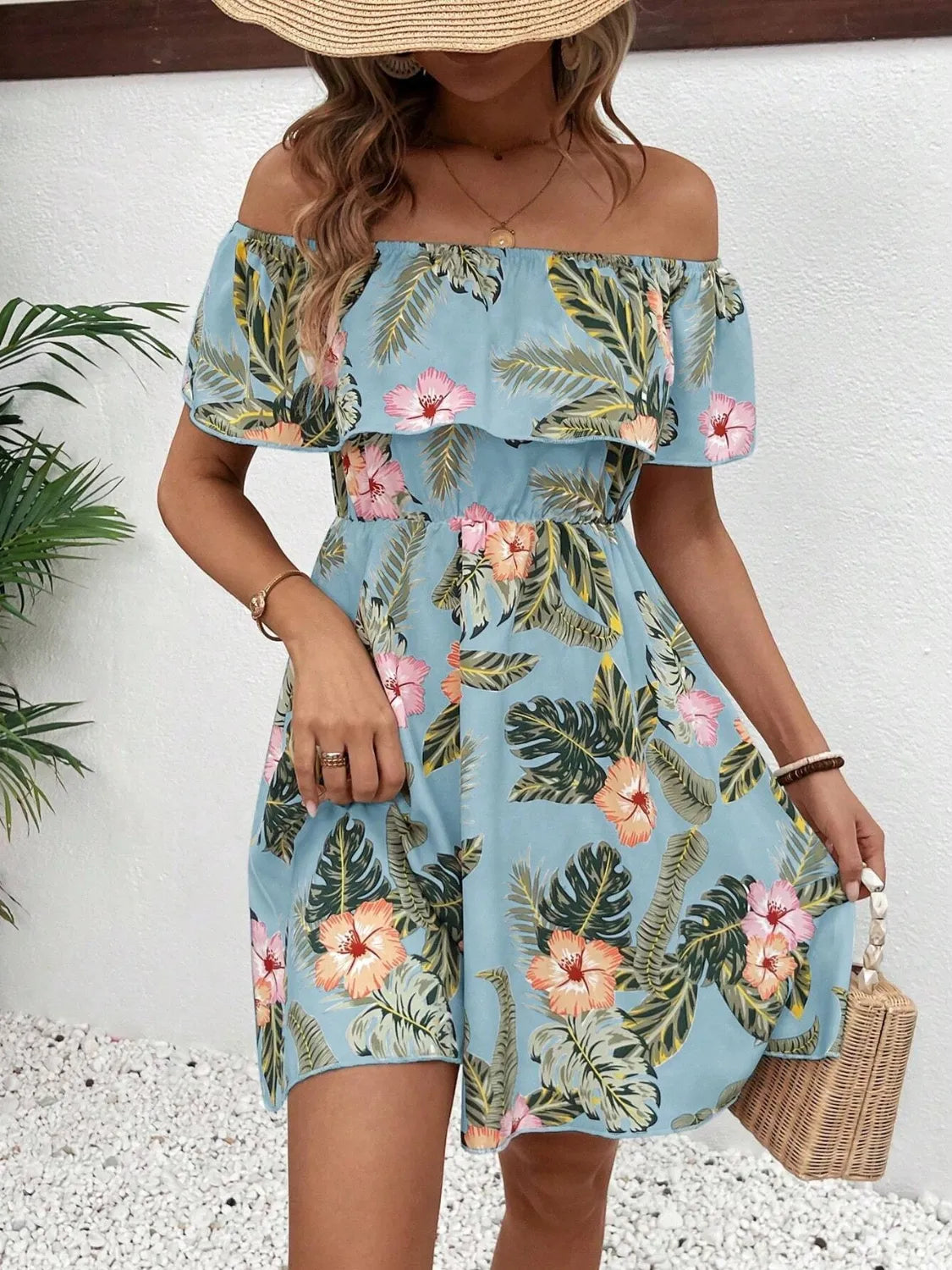 Printed Off Shoulder Mini Dress a3ce4408-1848-4bc8-9b46-bc473762215e-Max-Origin