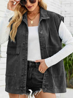 Sleeveless Button-Down Denim Jacket a3dba90f-56ac-489a-b430-988433f98f29-Max-Origin