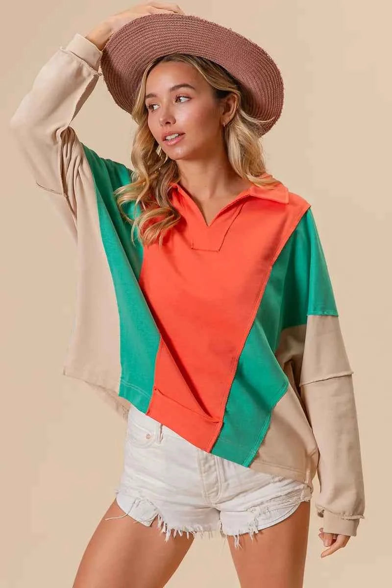 BiBi Colorblock Exposed Seam French Terry Sweatshirt a40bf4a900224b099462bec380e7e0dc-Max-Origin