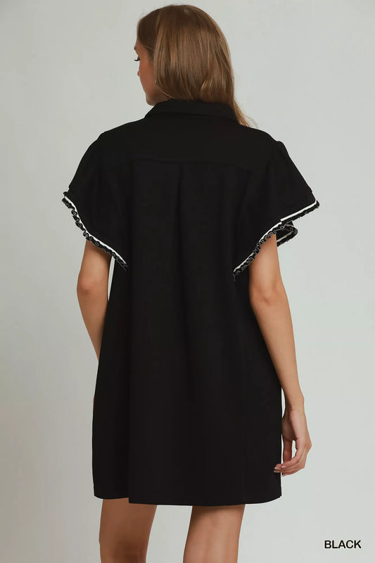 Half Zip Ruffle Rib Band Butterfy Sleeve Mini Dress with Pockets a40c1ecb-f39e-43c2-996c-8b8aff0b4365-Max-Origin