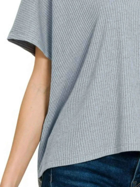Ribbed Round-Neck Short-Sleeve Knit Top a41fe5ea-69ae-4ebd-bdfe-28dc2574c1b4-Max-Origin