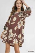 Umgee Floral High-Low Babydoll Dress BROWN MIX a42efb80-4ffe-442c-b4f1-9fd5228316de-Max-Origin