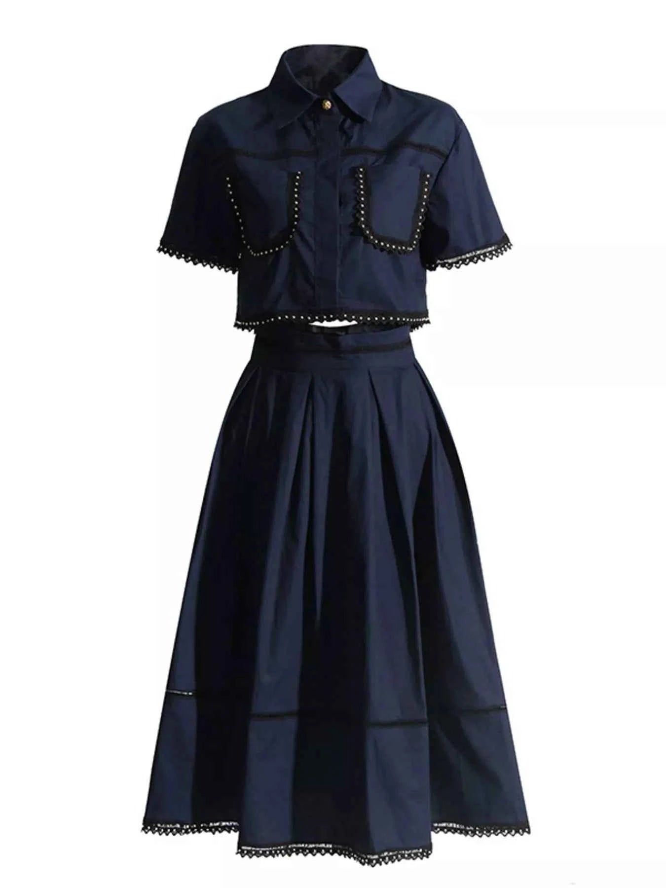 Short Sleeve Shirt and Skirt Set Navy Blue a4390be0-c394-4a9d-a773-23c366ba8ea3-Max-Origin