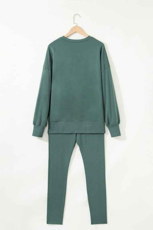 Solid Oversize Sweatshirt and Ribbed Leggings Set a440ffe3-f506-42d5-b49f-879f5ea2c772