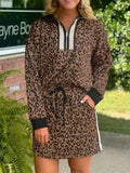 Leopard Print Half Zip Pullover & Drawstring Skirt Set Leopard a4493ca6-d29f-4c14-8781-e145033ce9cb-Max-Origin