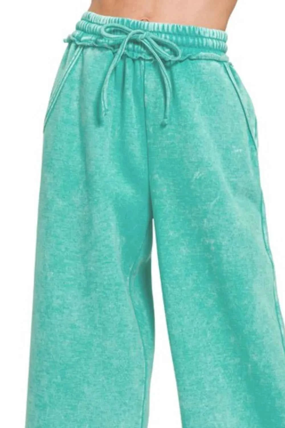 Zenana Acid Wash Fleece Palazzo Sweatpants with Pockets a44f866f-23ee-4876-8fe0-dc4e18faa33f-Max-Origin