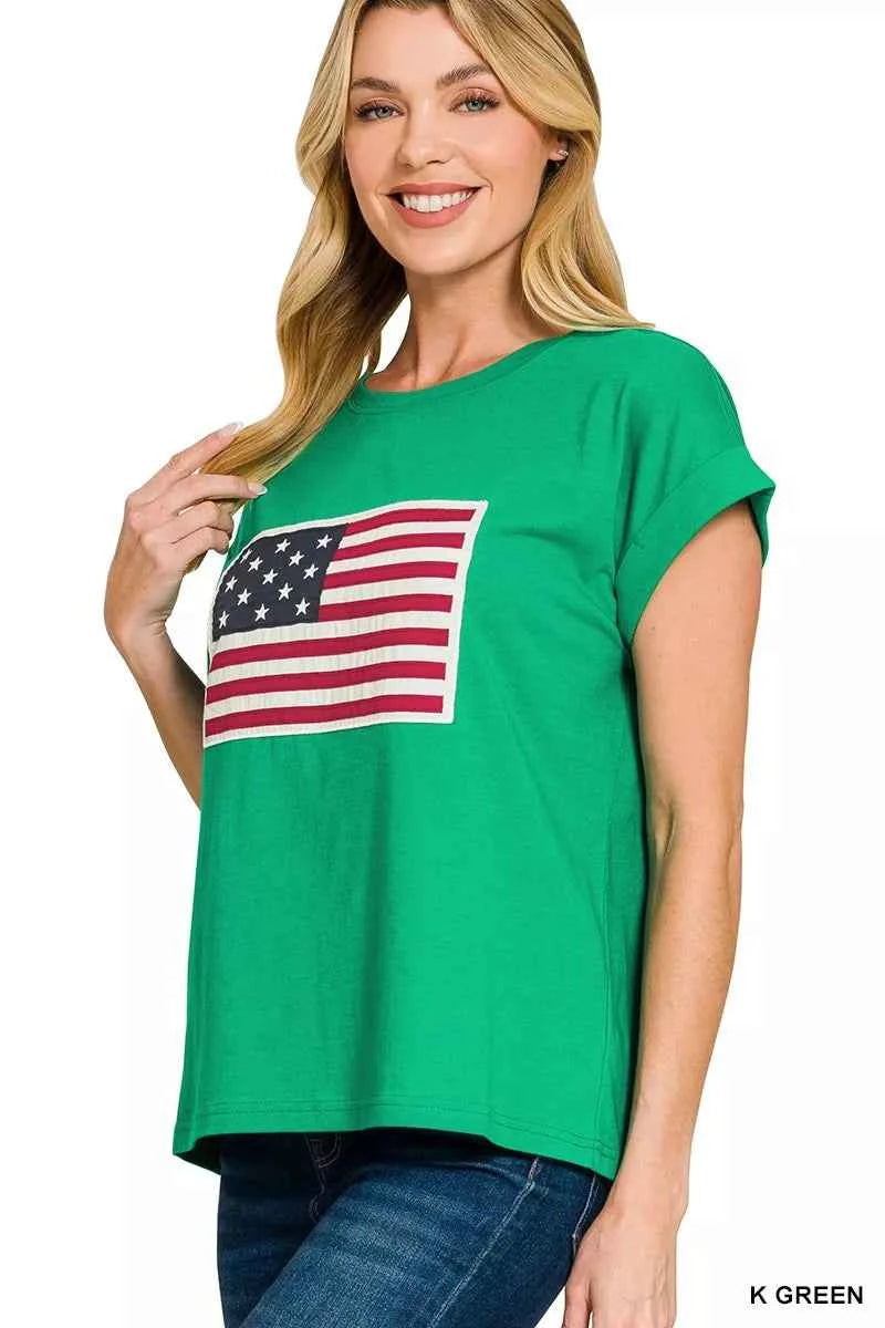 Zenana US Flag Round Neck Short Sleeve T-Shirt a4595deef16d4af8983ea02f094ffd1f-Max-Origin