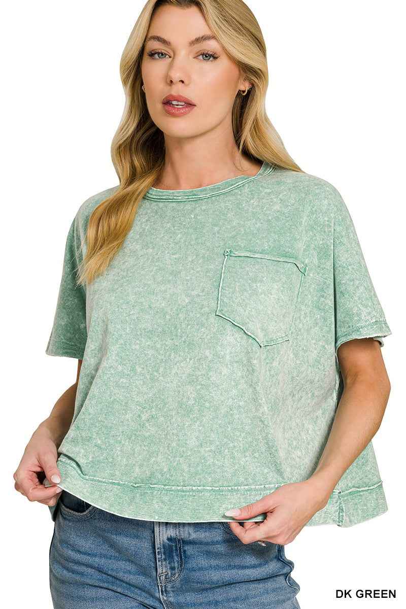 Zenana Halo Washed Oversized Top DK GREEN a45f339d6dd846a093bda22b24cc79e7-Max