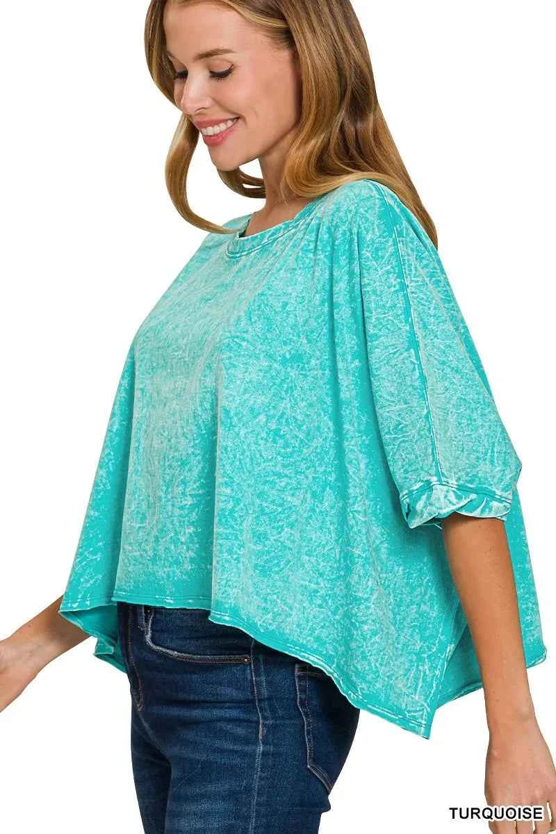 Zenana Premium Cotton Crinkle Wash Oversized T-Shirt TURQUOISE ONE SIZE a461a7165ae841bf82c0513863dcc630-Max-Origin
