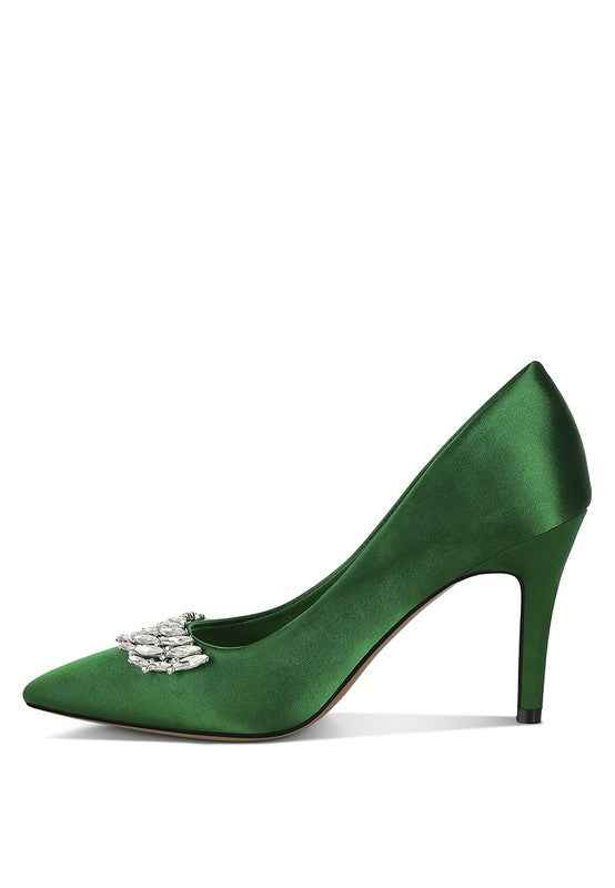 Rhodolia Diamante Brooch Detail Satin Pumps a4695359-59dc-420c-b094-01144bd62870
