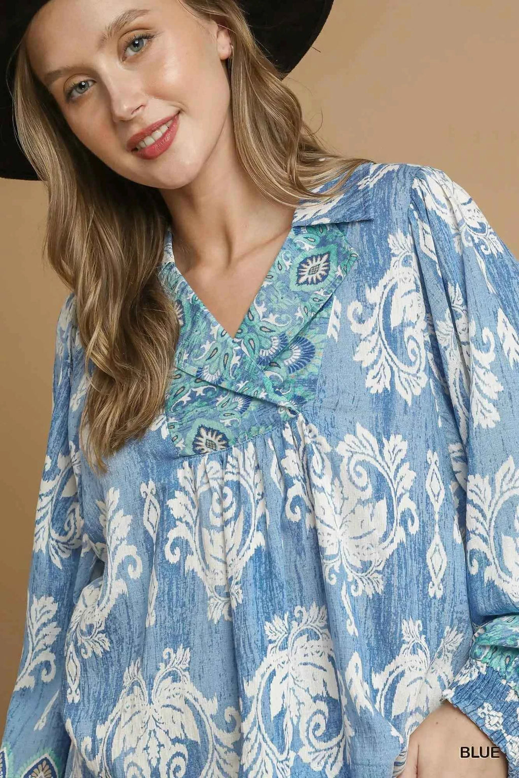 Umgee Printed Long Sleeve Blouse a47452e7-5c20-4f19-9922-4480ac5aa9bf-Max-Origin