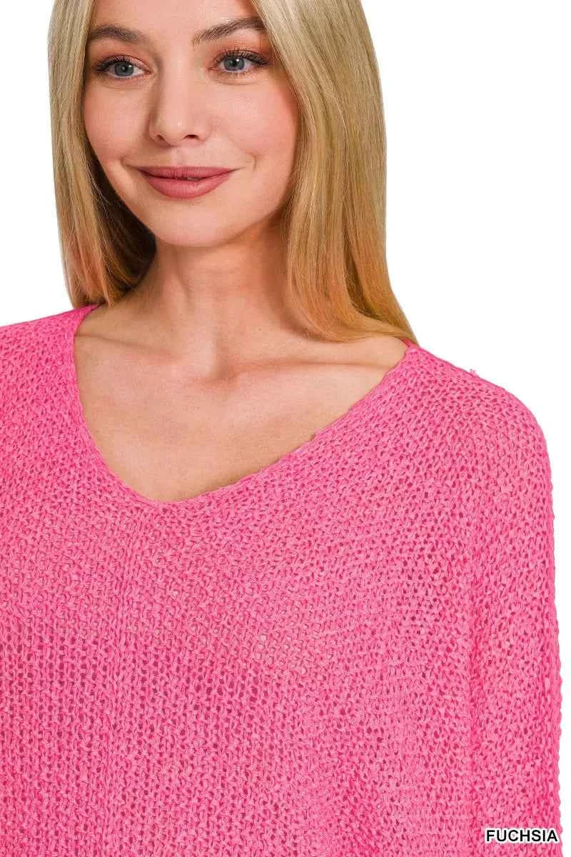Zenana Dolman Sleeve V-Neck Sweater a478b8198023484ca05e927e04c74099-Max-Origin