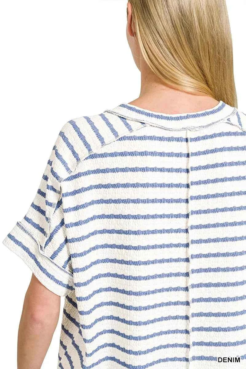 Zenana Stripe Jacquard Round-Meck Tee a47d86bb2b08490faf995c5ec2b4623b-Max-Origin