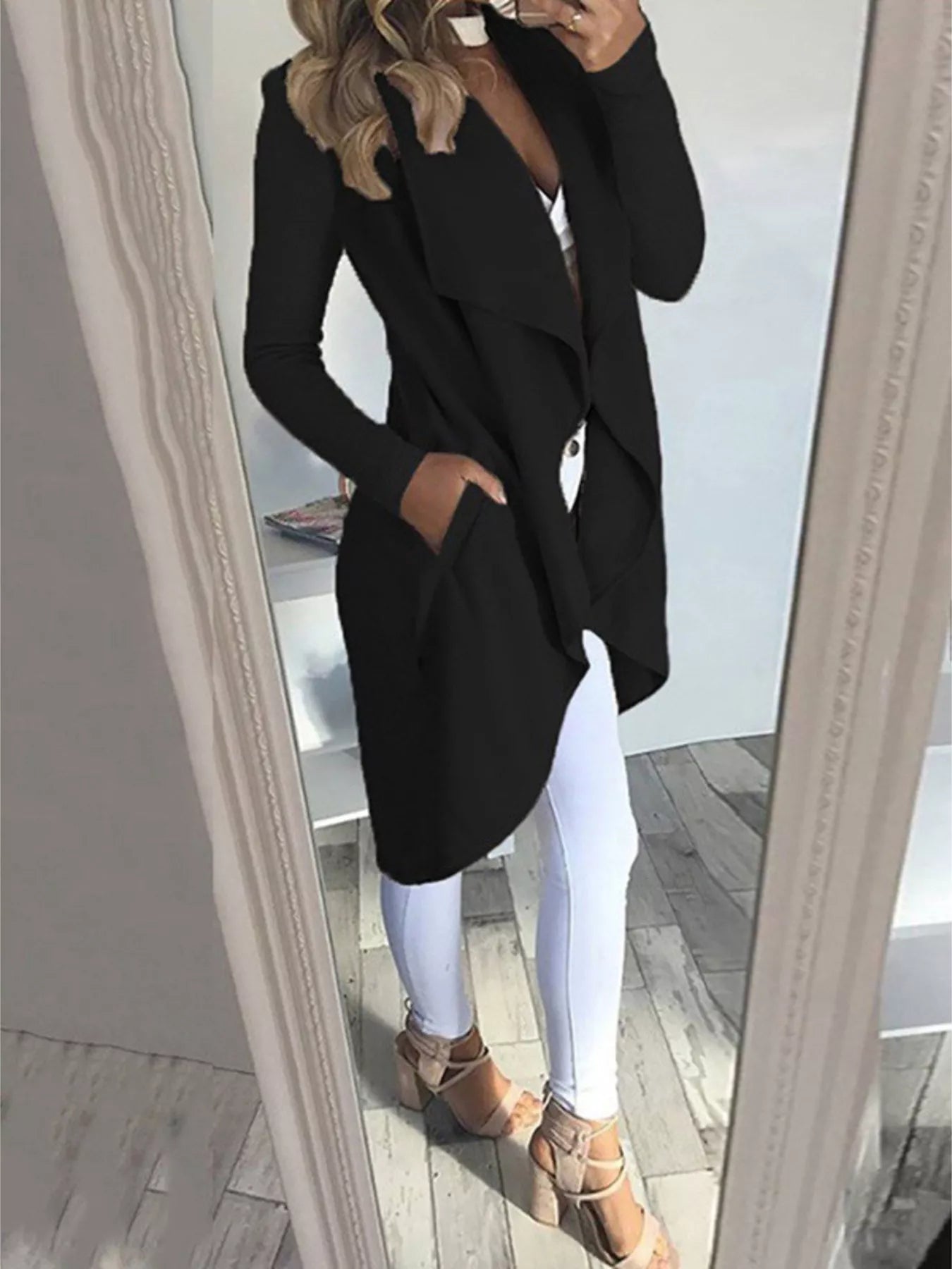 Full Size Lapel Collar Long Sleeve Coat Plus Size Black a47ebaddaf8c45f99a1af8a530e16262-Max-Origin