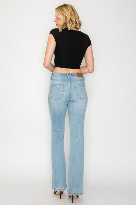 High rise embroidered modern bootcut jean a496a919-535a-4a6e-8599-02e44930fd01