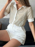 Striped Button-Down Short Sleeve Shirt a4989c3d-5d39-4025-a782-01c81fcc147d-Max