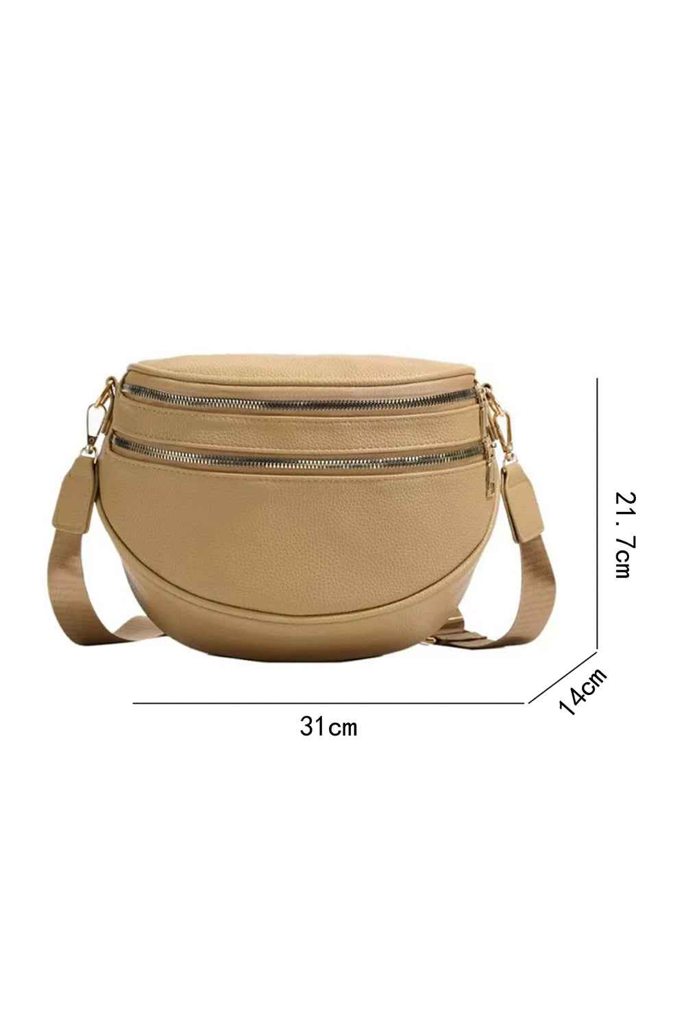 Cinnamon PU Leather Double Zipper Crossbody Bag a4abba9a3570339d