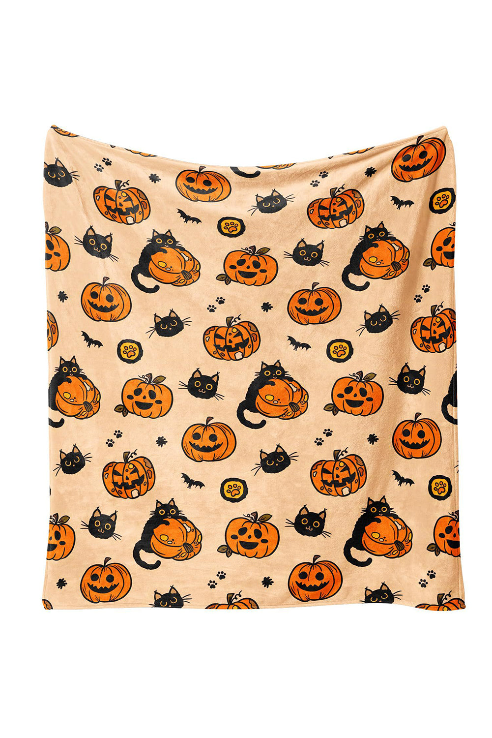 Russet Orange Halloween Pumpkin Print Fleece Blanket a4b2a26e39c804f0
