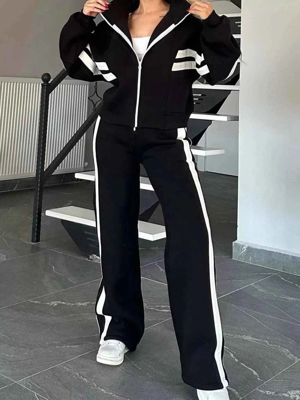 Full Size Contrast Stripe Zip Up Jacket and Pants Set Plus Size a4b334378f16413583cfed3ff3d2d9a3-Max-Origin