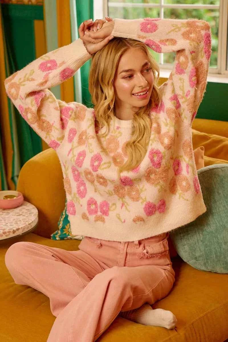 BiBi Towel Texture Floral Pattern Sweater a4b56e5062f845c2b728e3a426cb870a-Max-Origin