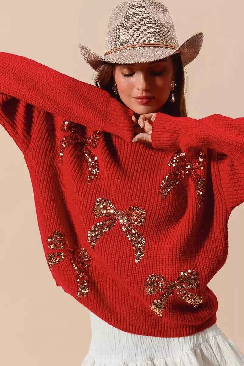 SO ME All Over Ribbon Sequins Christmas Holiday Sweater a4ca4c00ff224985ad697712c13b31ed-Max-Origin