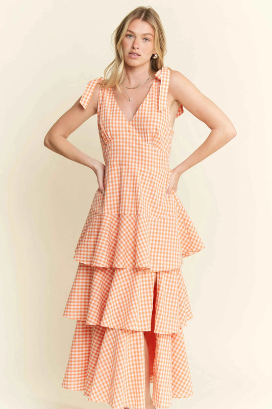 Sleeveless Gingham Print Tiered Midi Dress a4d3de761e5346889b9da6106058323d-Max-Origin