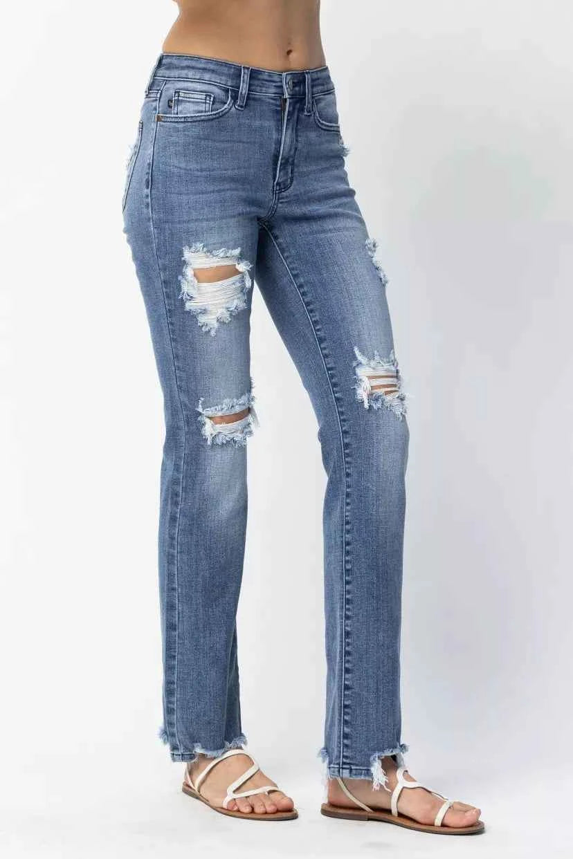 Judy Blue Full Size Mid Rise Destroy Straight Jeans Plus Size a4eac25c-22df-4212-8ea5-a1913eaed836-Max-Origin