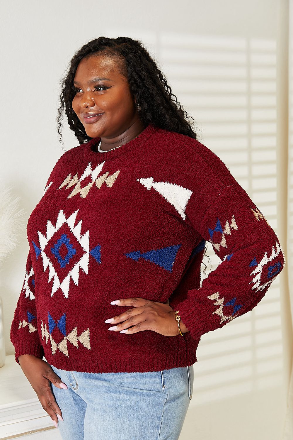 HEYSON Full Size Aztec Soft Fuzzy Sweater a4eb0964a6e04bf09eaedee3c8f68362-Max